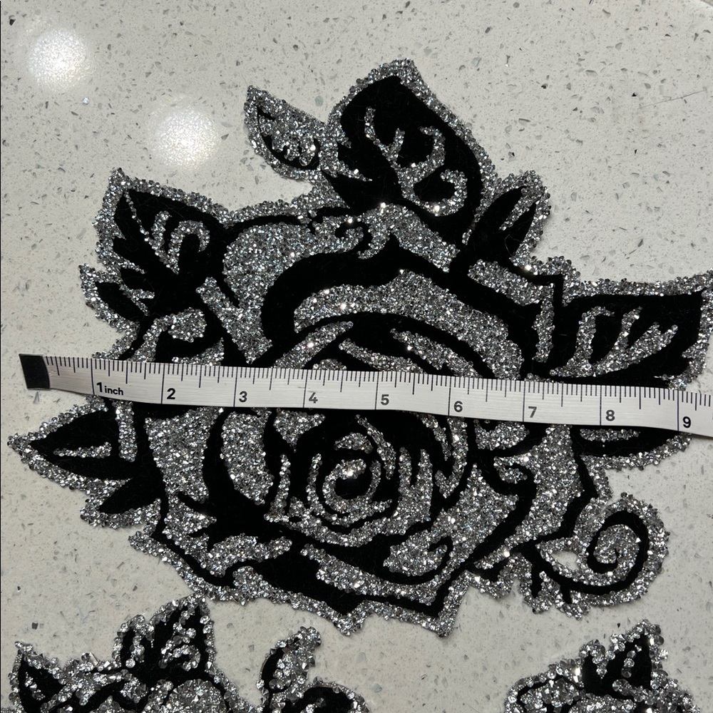 Black and Silver Rose Appliques - Picture 7 of 7